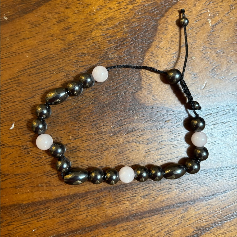Therapy Magnetic Black and Pink Beaded Ankle Bracelets - 2 pack